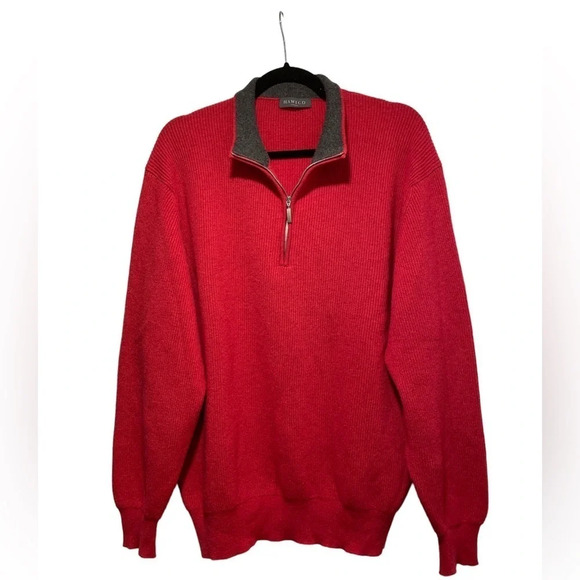 Hawico Scotland KEMNAY 1/4 ZIP TWO TONE PULLOVER Large 100% Pure Cashmere - Picture 2 of 14